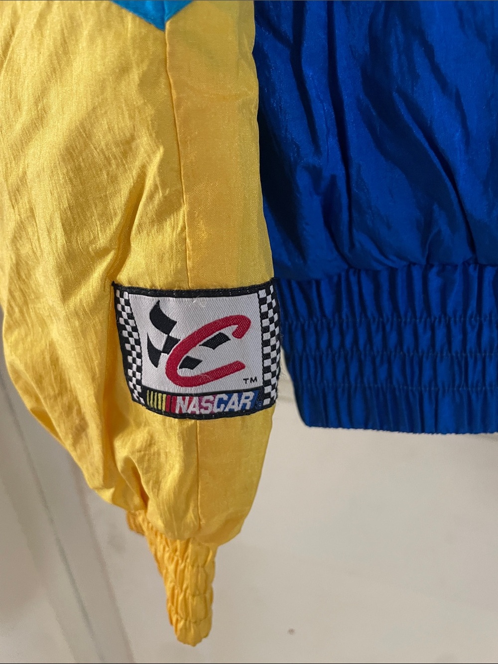 Kids Colorblock Racing Jacket in Blue/Yellow - Picture 5 of 6